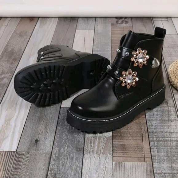 Short Boots, Round Toe, Slip-On, Outdoor Casual,Side Zipper Decoration