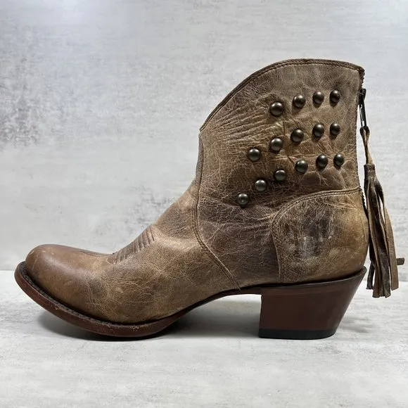 Shyanne Leather Studded Ankle Western Boots - Women's Size 8.5
