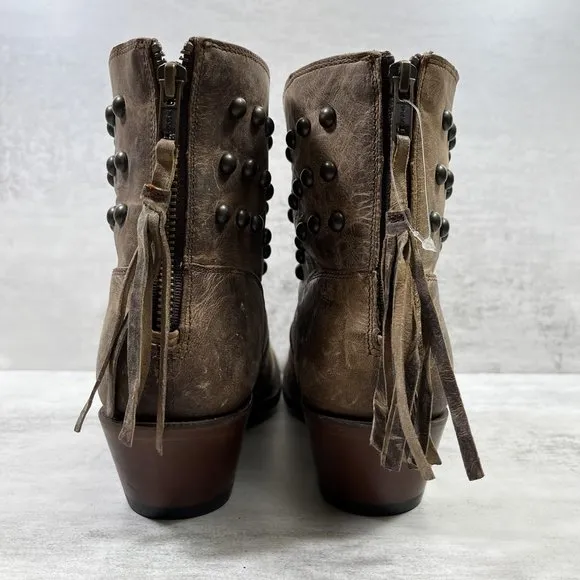 Shyanne Leather Studded Ankle Western Boots - Women's Size 8.5