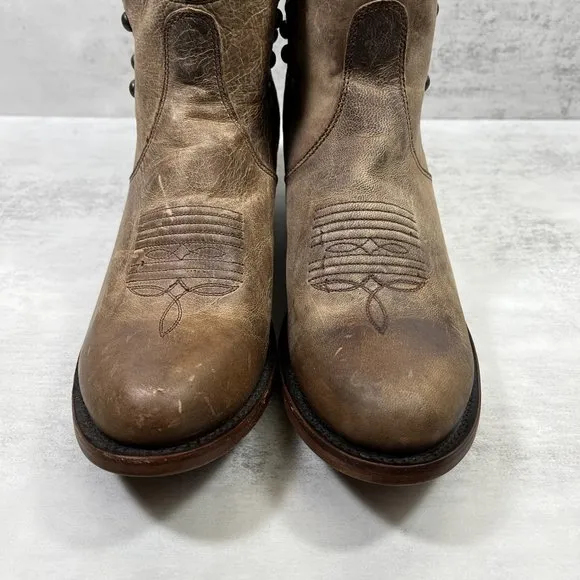 Shyanne Leather Studded Ankle Western Boots - Women's Size 8.5