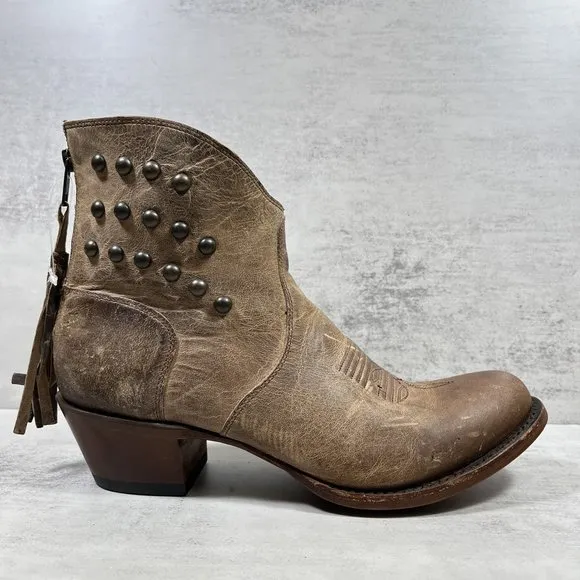 Shyanne Leather Studded Ankle Western Boots - Women's Size 8.5