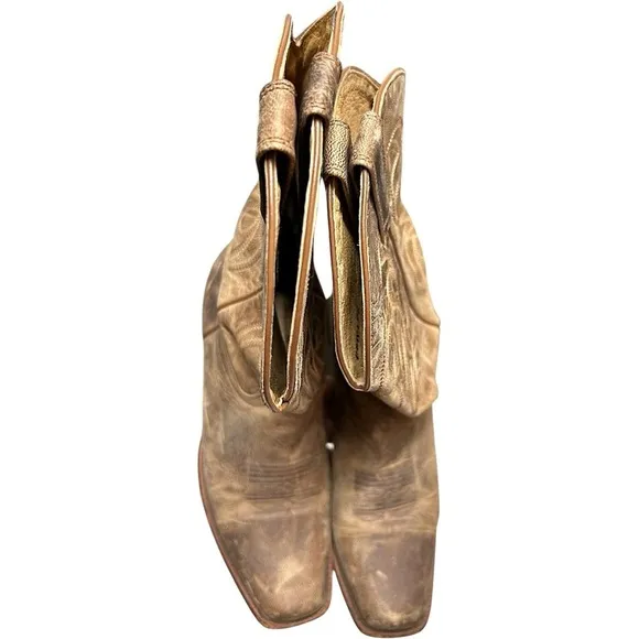 Shyanne Shoes Women Size 9 Brown Tan Leather heavy Stitching Western Cowgirl