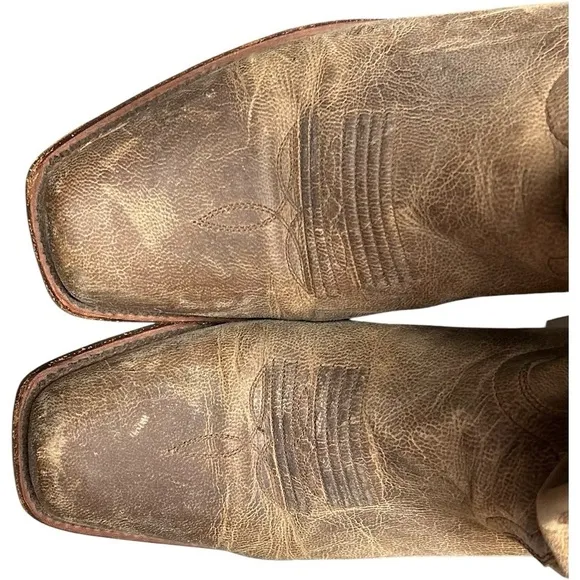 Shyanne Shoes Women Size 9 Brown Tan Leather heavy Stitching Western Cowgirl