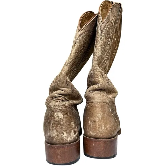Shyanne Shoes Women Size 9 Brown Tan Leather heavy Stitching Western Cowgirl