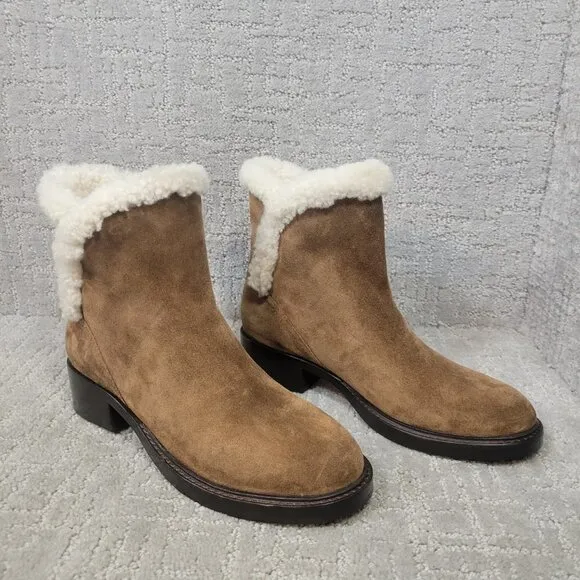 Sigerson Morrison Hatty Women's Size EU 37.5 Brown Suede Ankle Bootie Boots