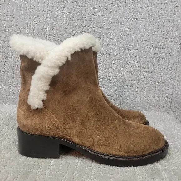 Sigerson Morrison Hatty Women's Size EU 37.5 Brown Suede Ankle Bootie Boots