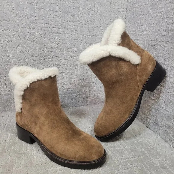 Sigerson Morrison Hatty Women's Size EU 37.5 Brown Suede Ankle Bootie Boots