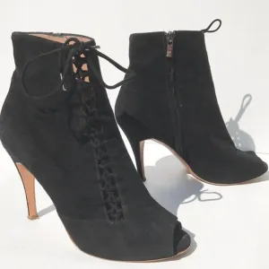 SIGERSON MORRISON open toe 9 BOOTS black suede ankle leather