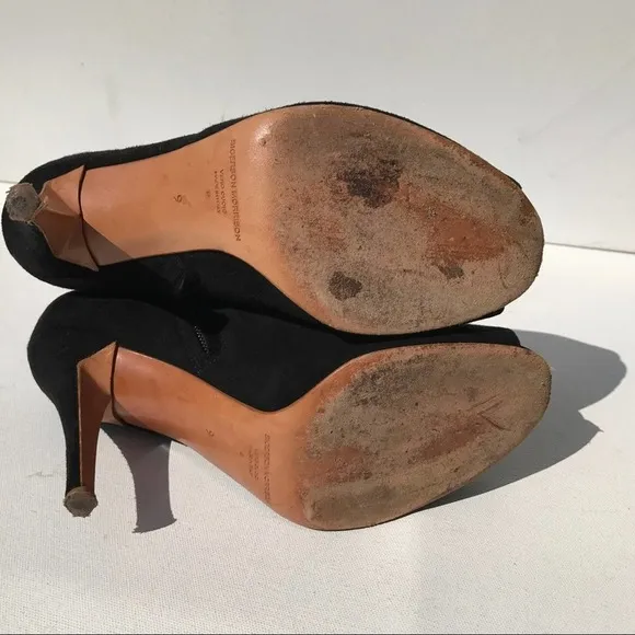 SIGERSON MORRISON open toe 9 BOOTS black suede ankle leather