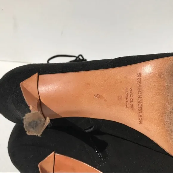 SIGERSON MORRISON open toe 9 BOOTS black suede ankle leather