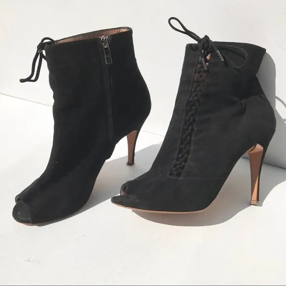 SIGERSON MORRISON open toe 9 BOOTS black suede ankle leather