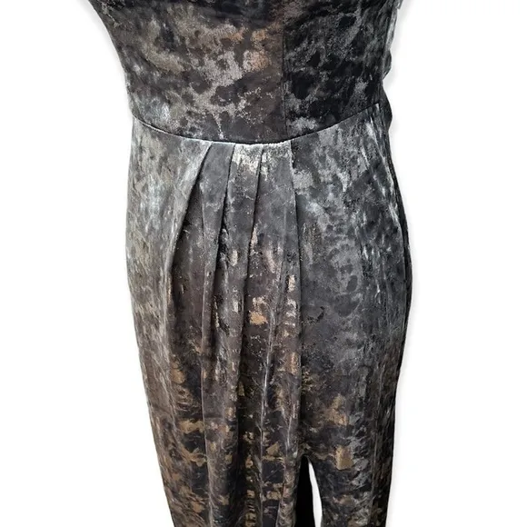 Silver Crushed Velvet Formal Sleeveless Long Dress Open Back Size 7