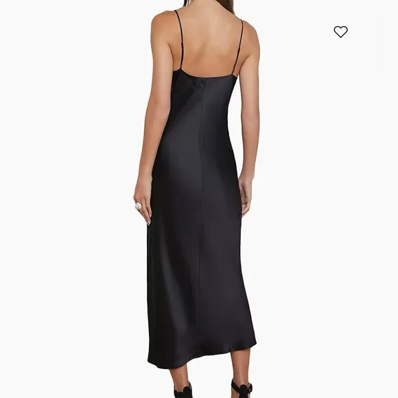 Simkhai Women’s 6 Black Midi Slip Dress Designer Party Minimalist