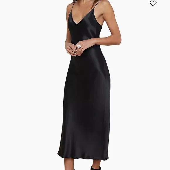 Simkhai Women’s 6 Black Midi Slip Dress Designer Party Minimalist