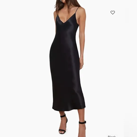 Simkhai Women’s 6 Black Midi Slip Dress Designer Party Minimalist