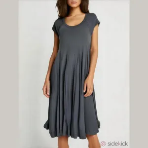 Sita Murt Cotton Knit A-line Midi Dress EU 46 US 16/XL Gray Luxurious Old Money