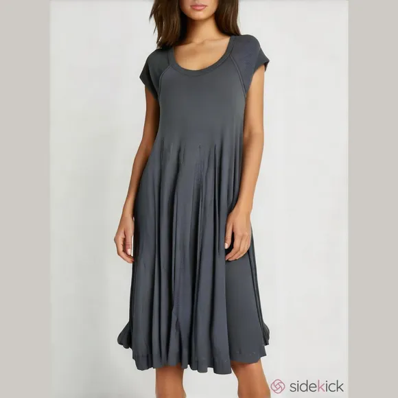 Sita Murt Cotton Knit A-line Midi Dress EU 46 US 16/XL Gray Luxurious Old Money