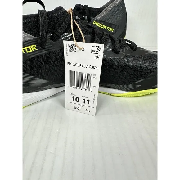 Size 10 adidas Men Predator Accuracy Injection.3 Indoor Soccer Shoe Black IG6271