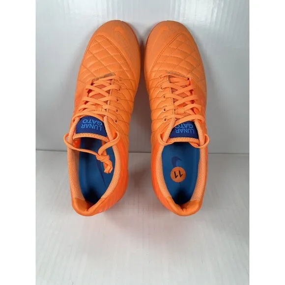 Size 11 Mens Nike Lunar Gato 2 Mandarin Orange Soccer Indoor Shoes 580456-800