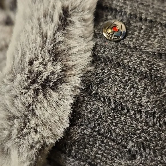 Skechers BOBS Keepsakes Ice Angel Charcoal Slippers Cable Knit Faux Fur 8.5 Wide