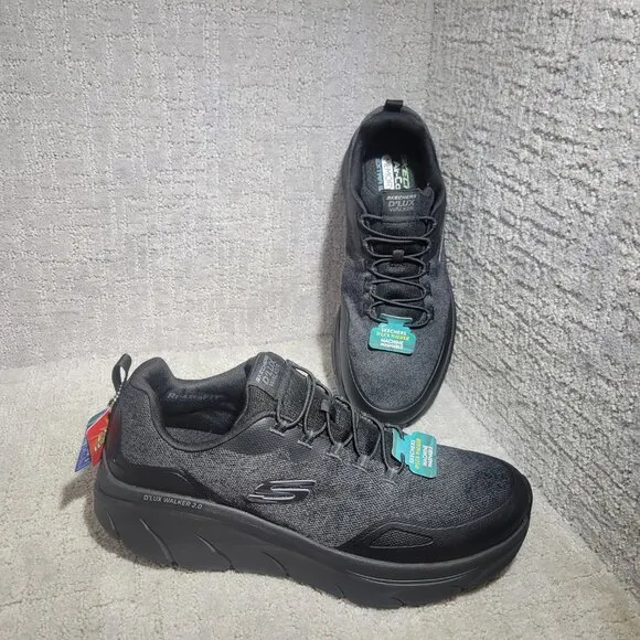 Skechers D'lux Walker 2.0 232719WW Mens Size US 14 Black Athletic Sneaker Shoes