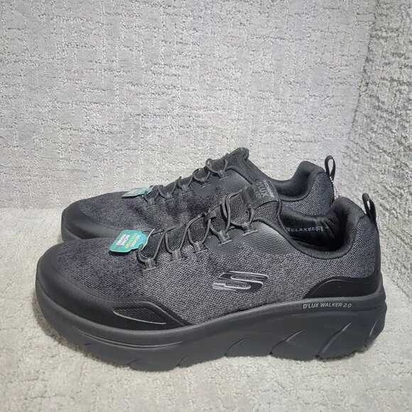 Skechers D'lux Walker 2.0 232719WW Mens Size US 14 Black Athletic Sneaker Shoes