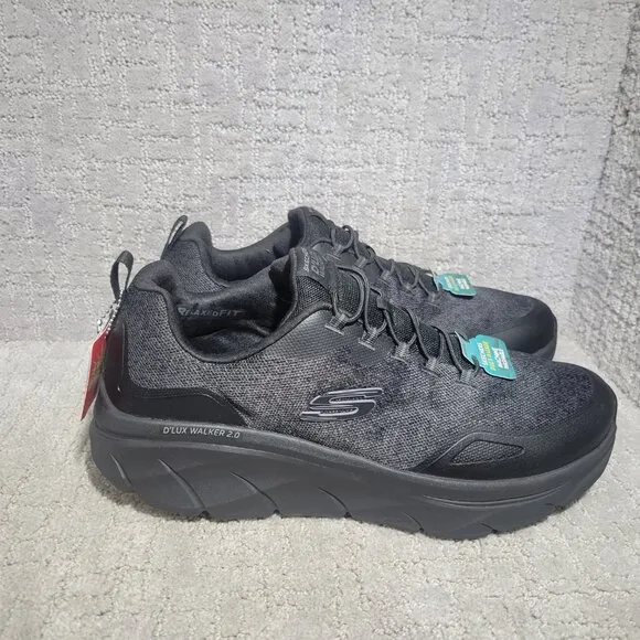 Skechers D'lux Walker 2.0 232719WW Mens Size US 14 Black Athletic Sneaker Shoes