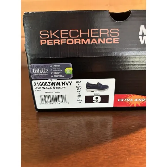 Skechers Men 9 Extra Wide “Go Walk 5” Air Cool Insole Cushioned Navy Slip On New