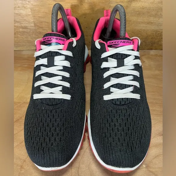 Skechers Skech Air 2 Aim High Womens Size 8 Running Shoes Black Hot Pink