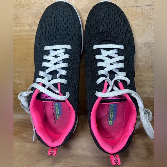 Skechers Skech Air 2 Aim High Womens Size 8 Running Shoes Black Hot Pink