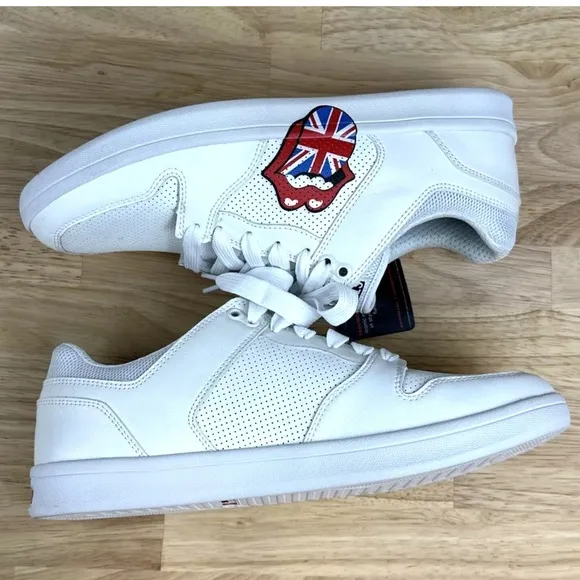 SKECHERS X ROLLING STONES Shoes CLASSIC CUP-EURO LICK White LEATHER Mens Sz 10.5