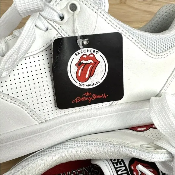 SKECHERS X ROLLING STONES Shoes CLASSIC CUP-EURO LICK White LEATHER Mens Sz 10.5