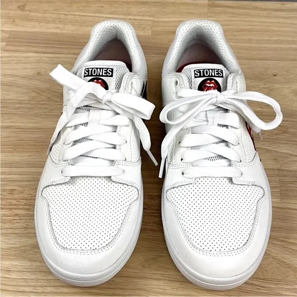 SKECHERS X ROLLING STONES Shoes CLASSIC CUP-EURO LICK White LEATHER Mens Sz 10.5