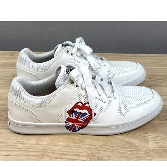 SKECHERS X ROLLING STONES Shoes CLASSIC CUP-EURO LICK White LEATHER Mens Sz 10.5
