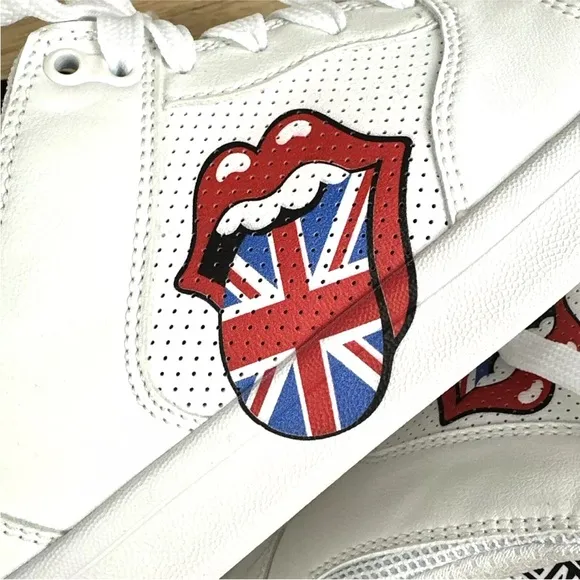 SKECHERS X ROLLING STONES Shoes CLASSIC CUP-EURO LICK White LEATHER Mens Sz 10.5