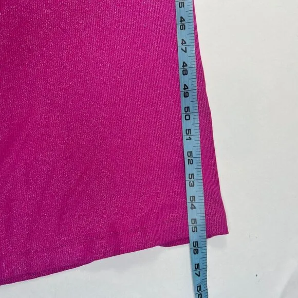 SKIMS Soft Lounge Long Sleeve Ribbed Bodycon Metallic Fuchsia Party Dress L