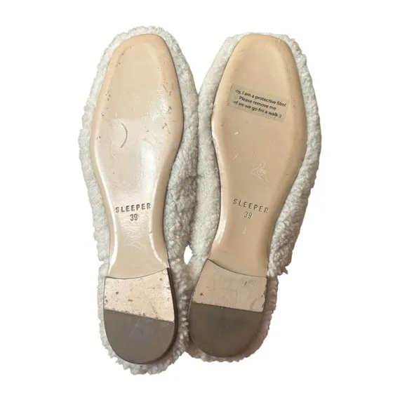 Sleeper Shearling Slide Slippers in Cream Sheepskin Women’s Size EU 39 US 8.5-9