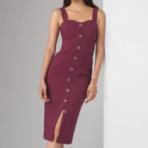 Sleeveless Button Front Sheath Dress WHBM