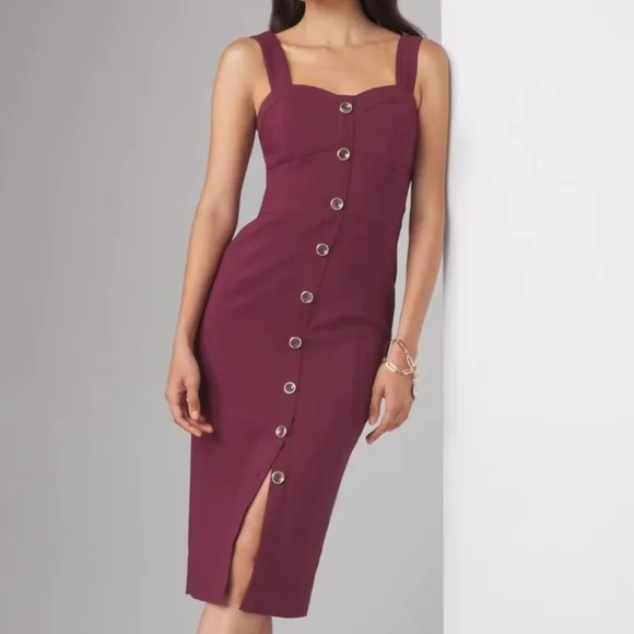 Sleeveless Button Front Sheath Dress WHBM