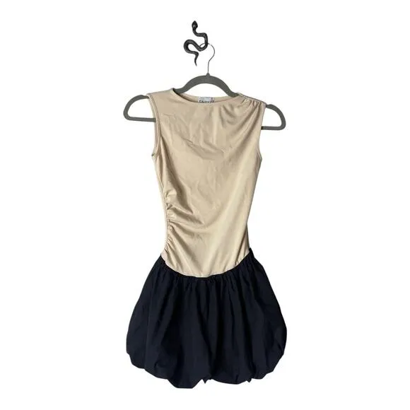SNDYS Maya Bubble Mini Dress High Neck Party Minimalist Classy Academia XS