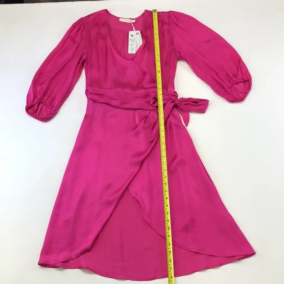 Soaked in Luxury NWT Fuchsia Fedora Wrap Dress size Small