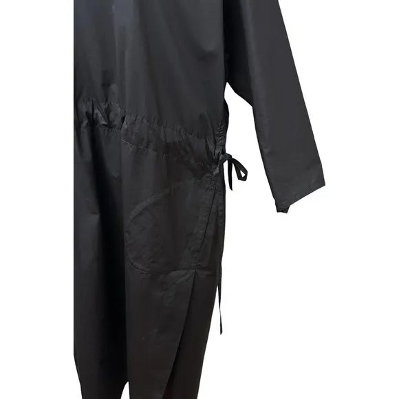 Sofie D Hoore Black Balloon Sleeve Cinched Waist Oversized Dress Minimalist 34