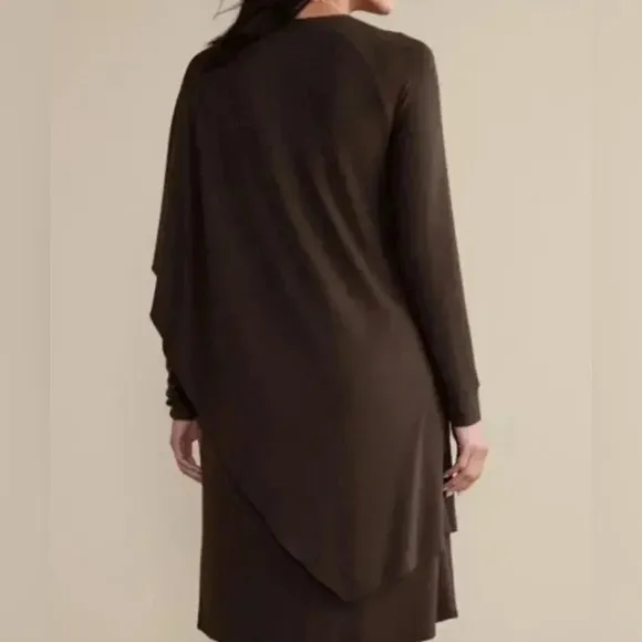 Soft Surroundings Marla Lagenlook Minimalist Midi Dark Brown Dress L NWT