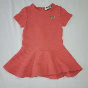 Sonia Rykiel Enfant Size 2a (2t) Coral Quilted Girls Dress with Heart Detail