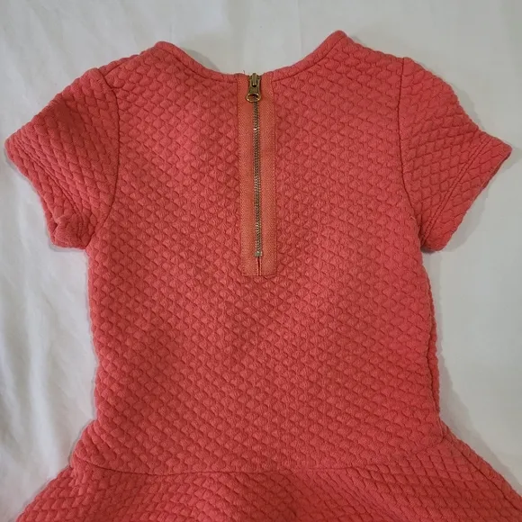 Sonia Rykiel Enfant Size 2a (2t) Coral Quilted Girls Dress with Heart Detail