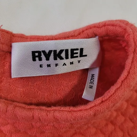 Sonia Rykiel Enfant Size 2a (2t) Coral Quilted Girls Dress with Heart Detail