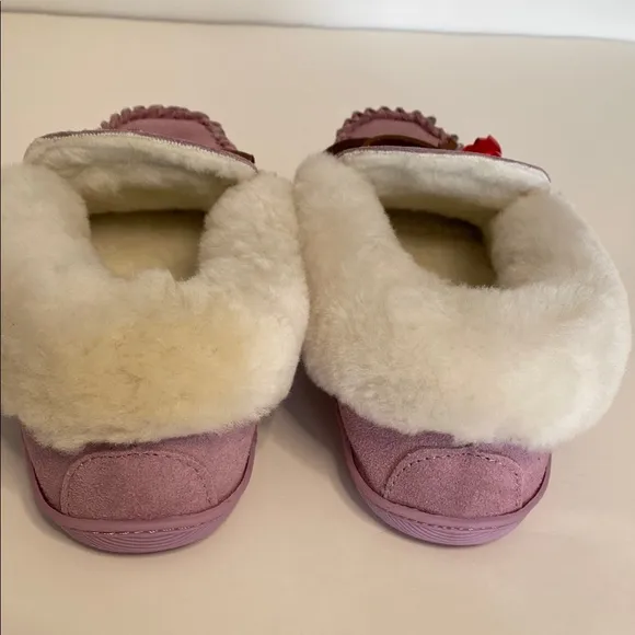 Sonoma Moccasin Pink Slippers White Fur Lining Slip On Comfort Women’s 9