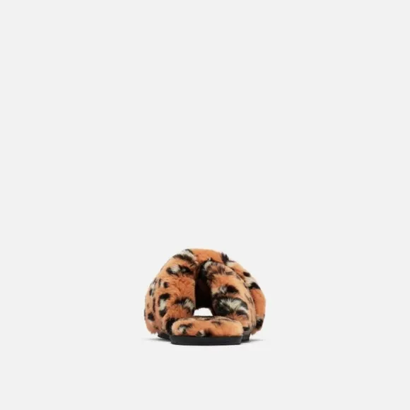 SOREL Animal Print Faux Fur Slippers