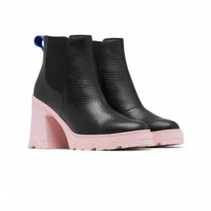 Sorel Brex Heel Chelsea Boots in Black/Vintage Pink