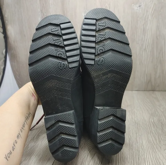 SOREL Cate Lace Booties Black Leather Waterproof  D-ring Rain LL5361-010 US 8